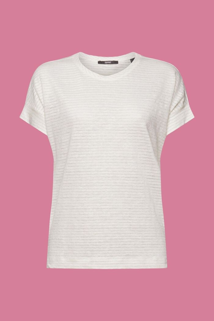 Kimalleraidallinen T-paita pellavaa, OFF WHITE, detail image number 6