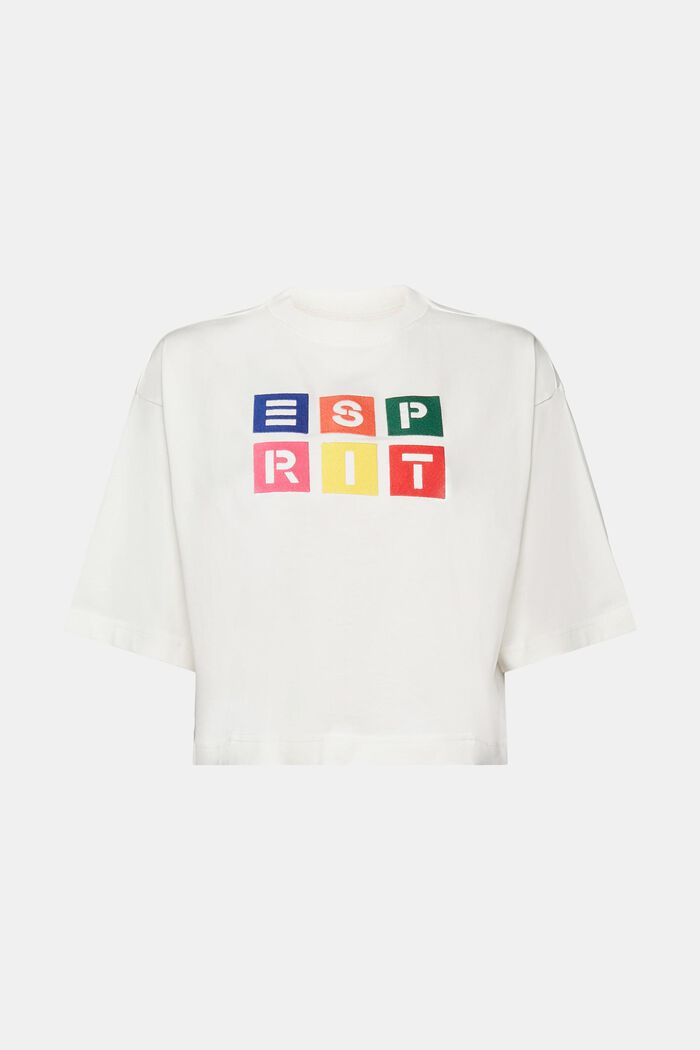 Brodeerattu logollinen T-paita puuvillaa, OFF WHITE, detail image number 6