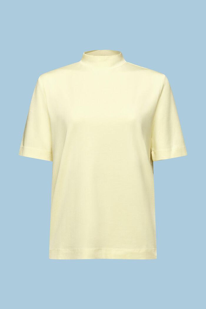 Jersey-T-paita, jossa korkea kaulus, LIME YELLOW, detail image number 6