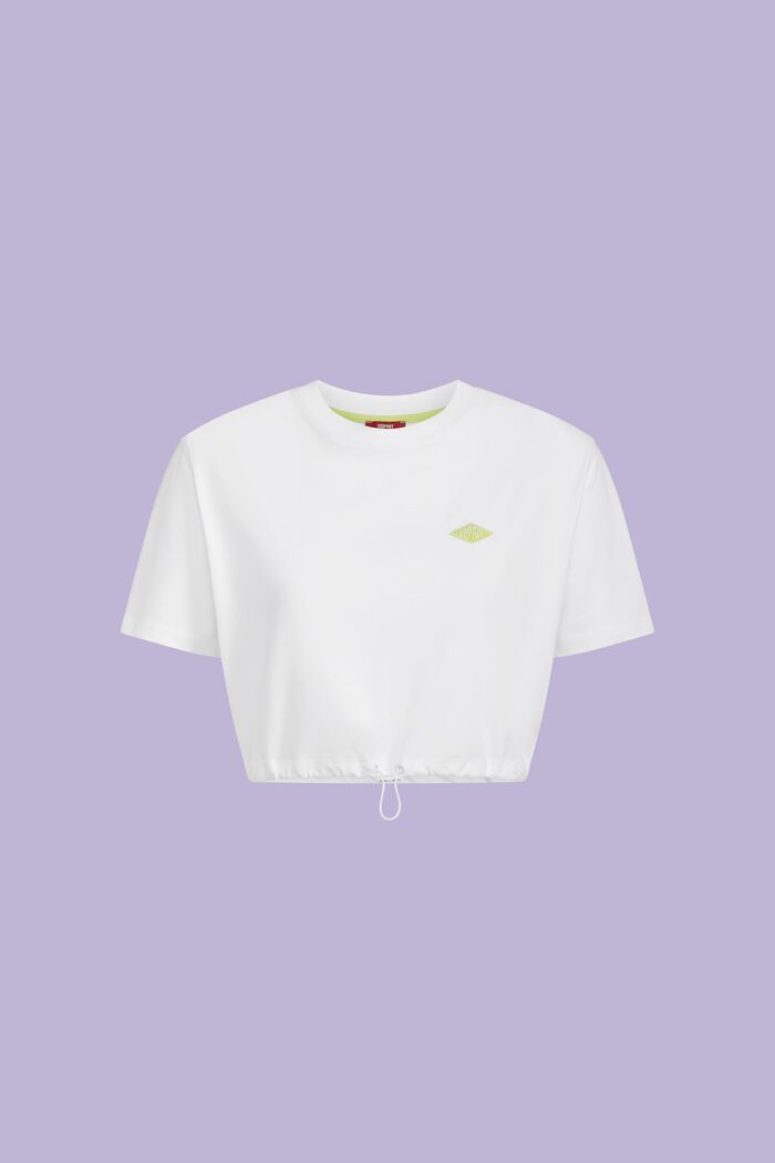 Vajaapituinen, logollinen T-paita puuvilla-jerseytä, WHITE, detail image number 5