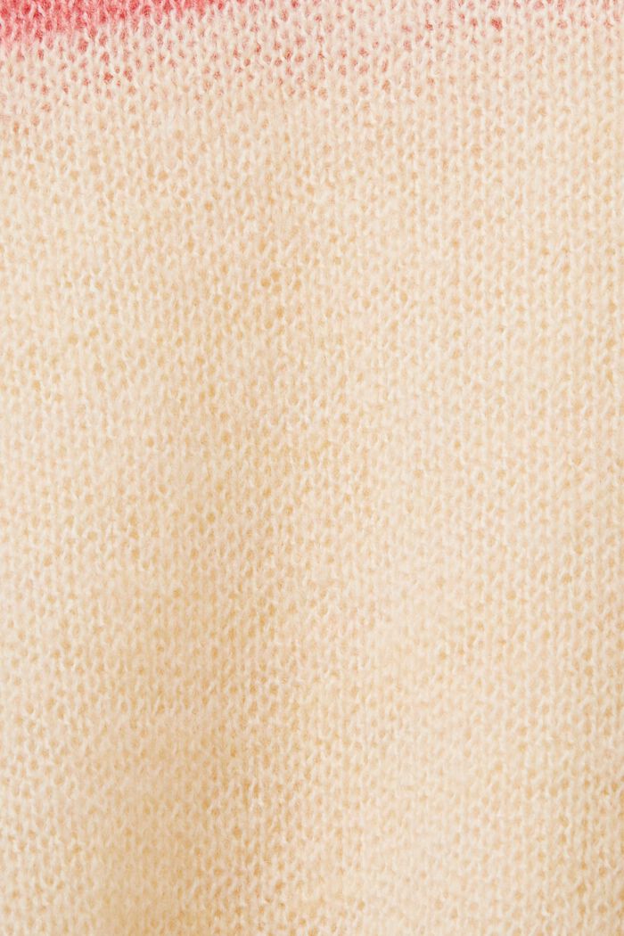 Palkkiraidallinen neulepusero villasekoitetta, CORAL RED, detail image number 5
