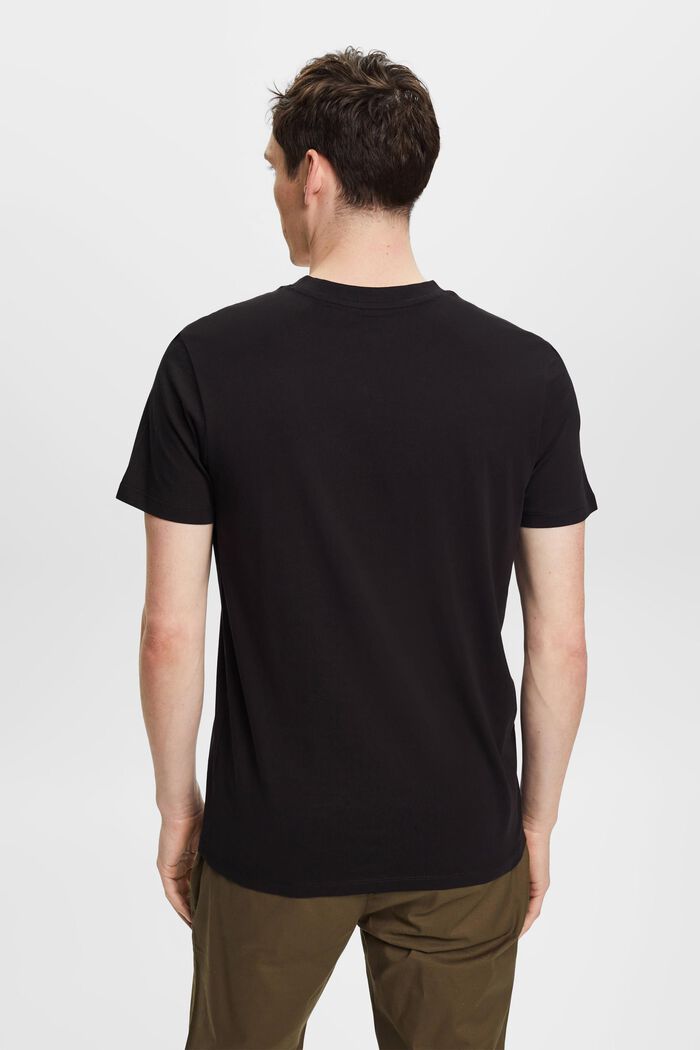 V-aukkoinen T-paita puuvillaa, slim fit -malli, BLACK, detail image number 3