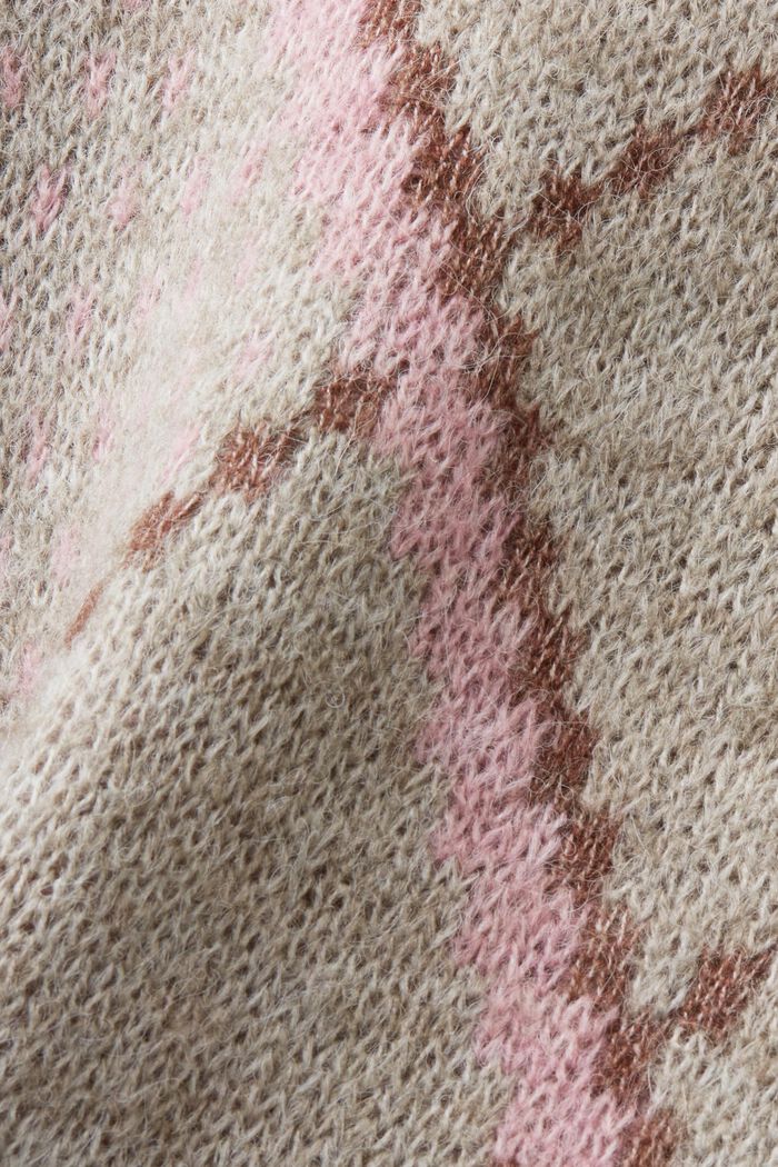 Ruutukuvioinen neulepusero villasekoitetta, LIGHT TAUPE, detail image number 4