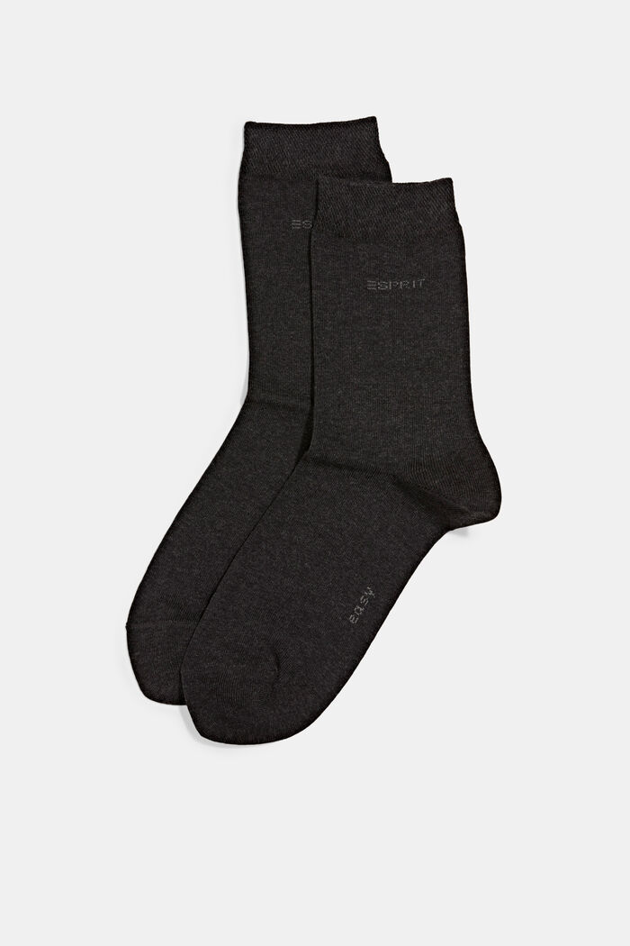 2 paria sukkia, luomupuuvillasekoitetta, ANTHRACITE MELANGE, detail image number 0