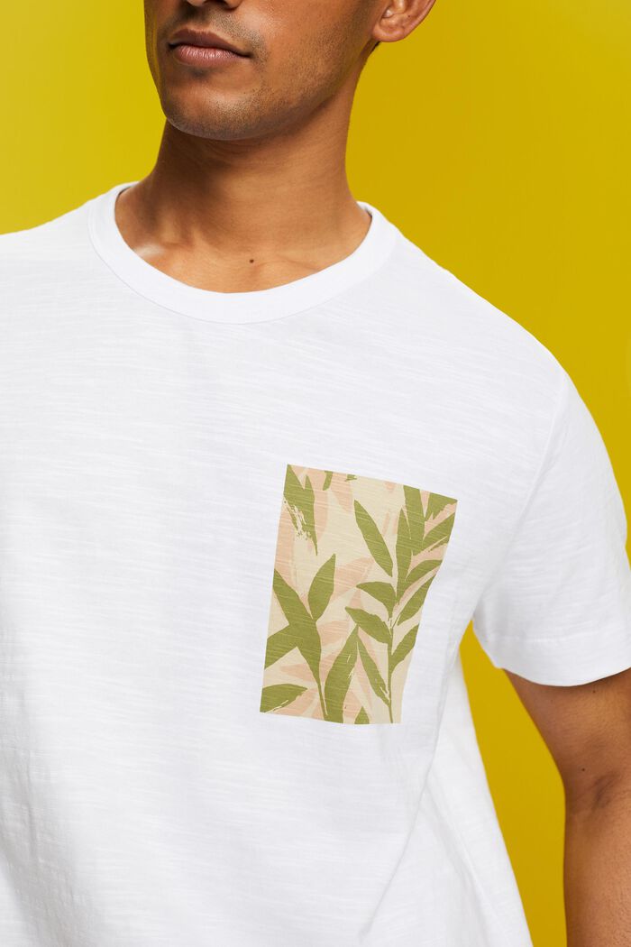 Jersey-t-paita 100 % puuvillaa, rinnan kohdalla painatus, WHITE, detail image number 2