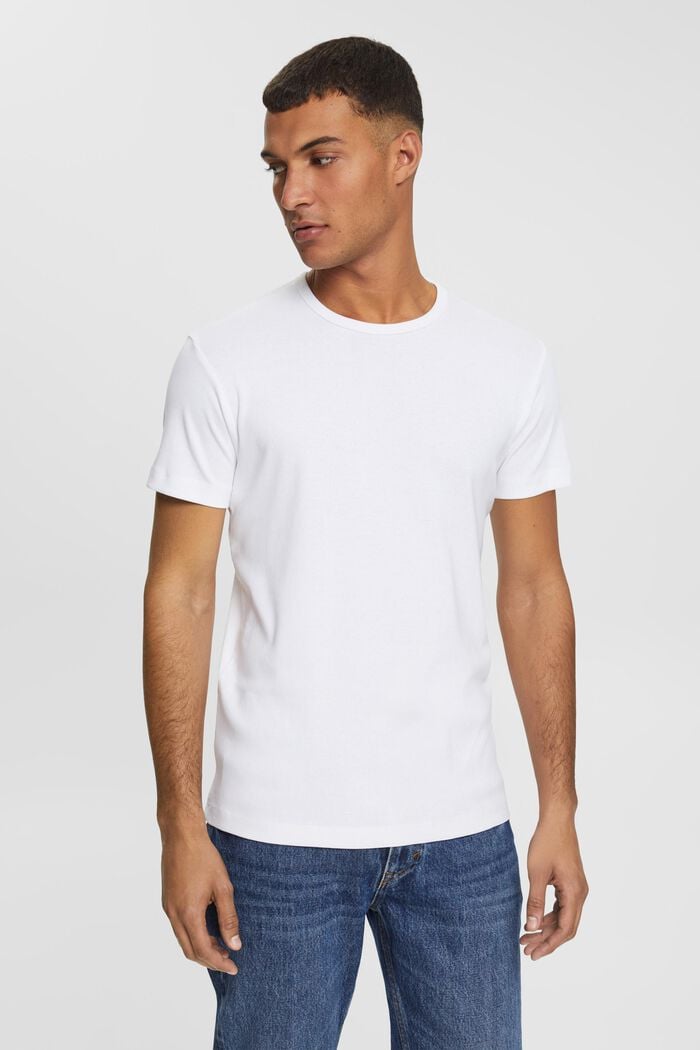 Slim fit jersey-t-paita, WHITE, detail image number 1