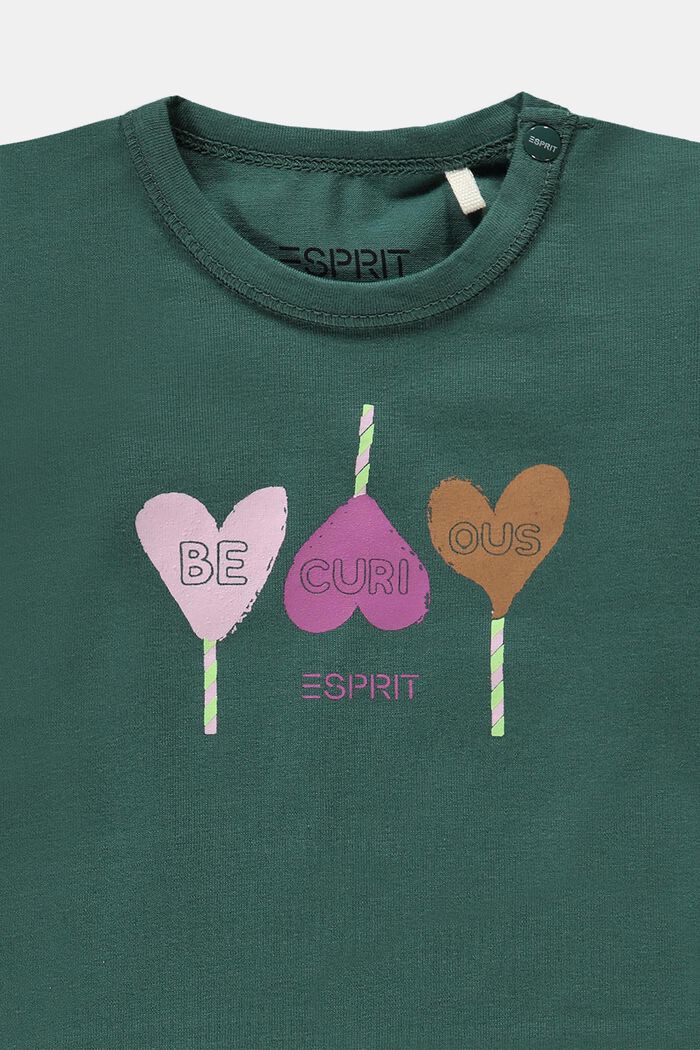 Pitkähihainen paita, jossa positiivinen viesti, TEAL GREEN, detail image number 2