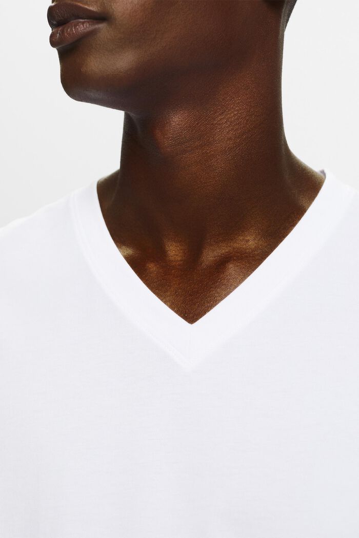 T-paita luomupuuvillaa, V-pääntie, WHITE, detail image number 3