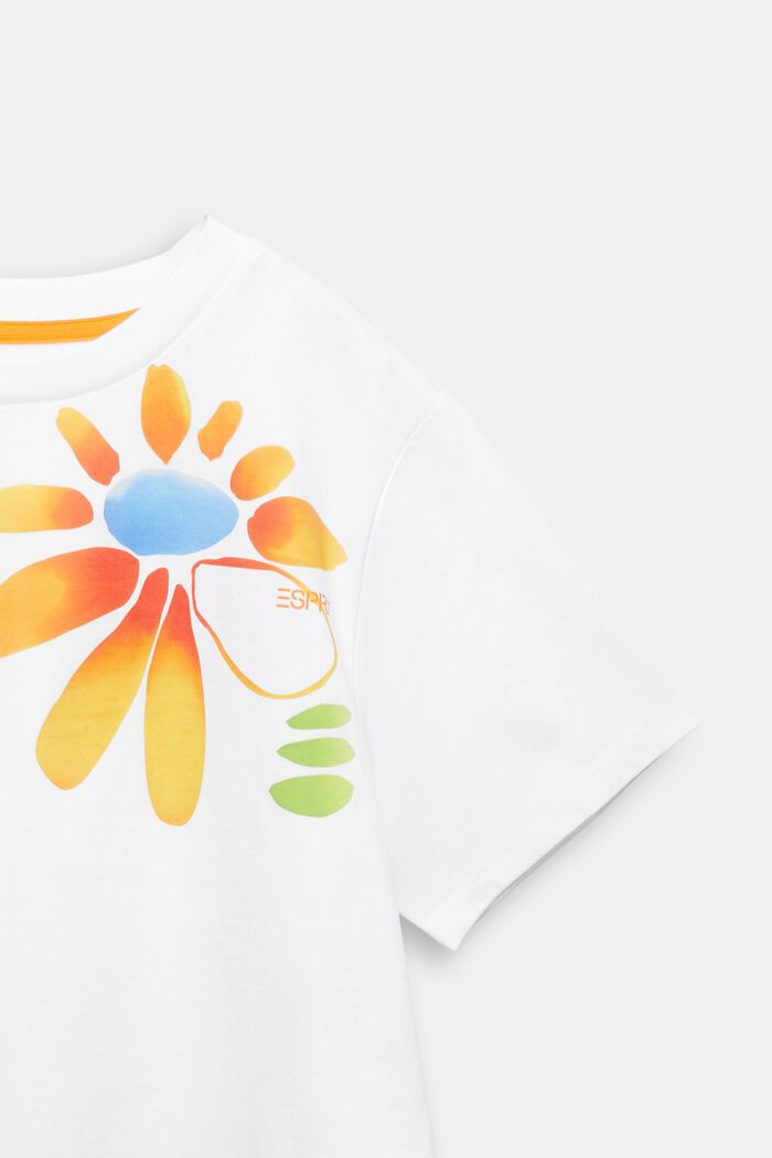 Graafisesti kuvioitu t-paita puuvillaa, WHITE, detail image number 4