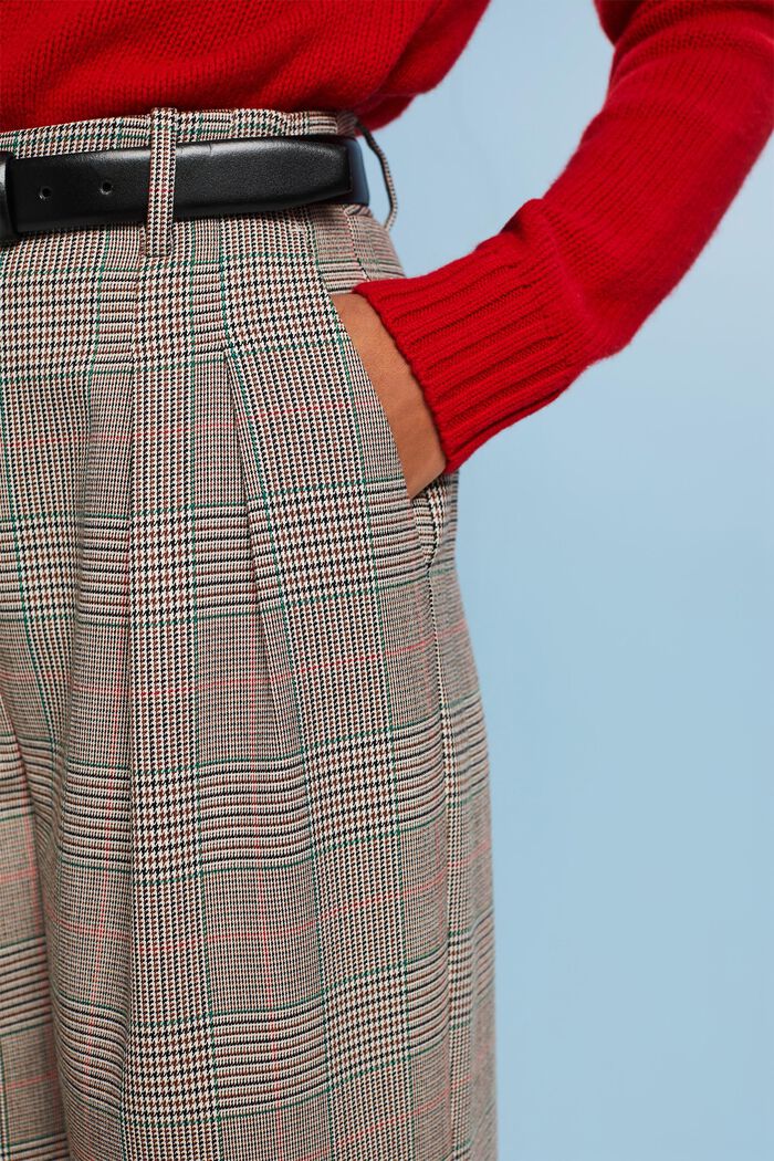 Ruudulliset, leveälahkeiset housut, CARAMEL, detail image number 3