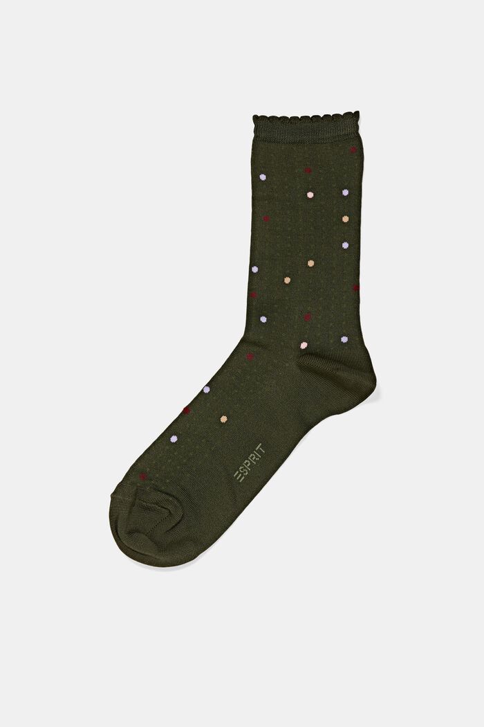 Puuvillasekoitteesta valmistetut sukat, joissa simpukkareunus, MILITARY, detail image number 0