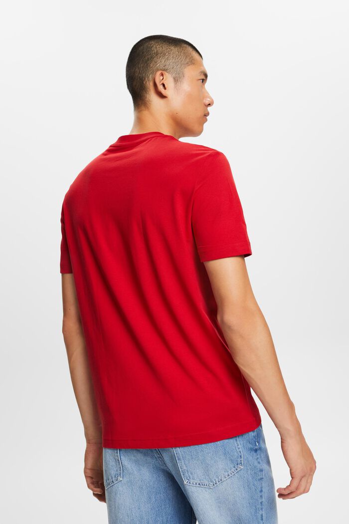 T-paita pyöreällä pääntiellä pima-puuvillaa, DARK RED, detail image number 3