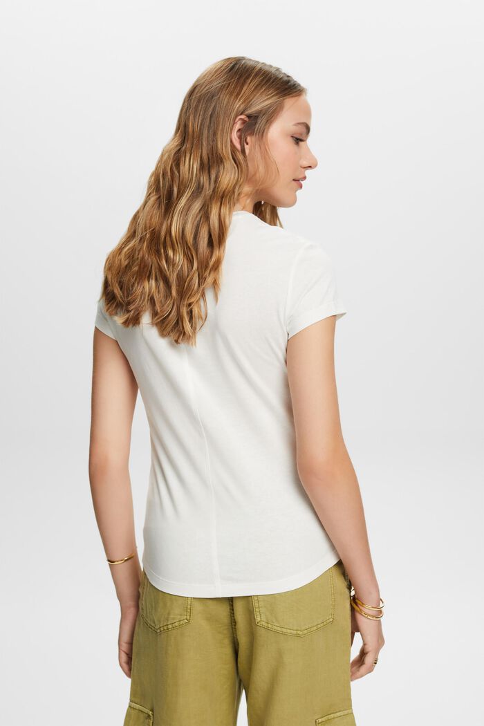 T-paita 100 % puuvillaa, pyöreä pääntie, OFF WHITE, detail image number 3