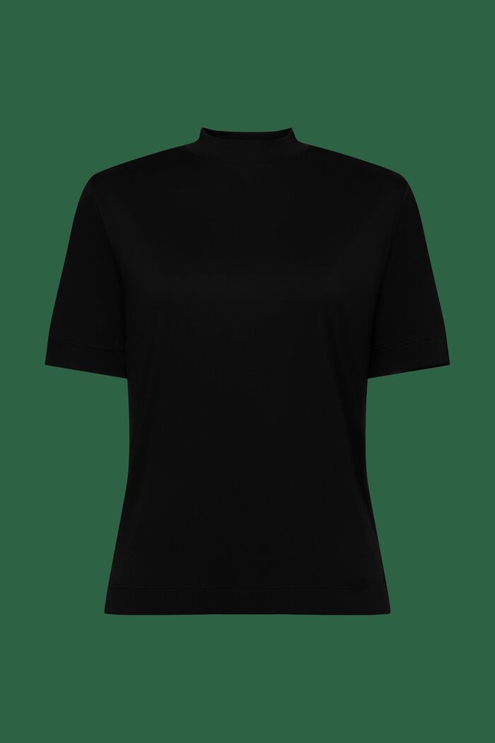Korkeakauluksinen t-paita jerseytä, BLACK, detail image number 5