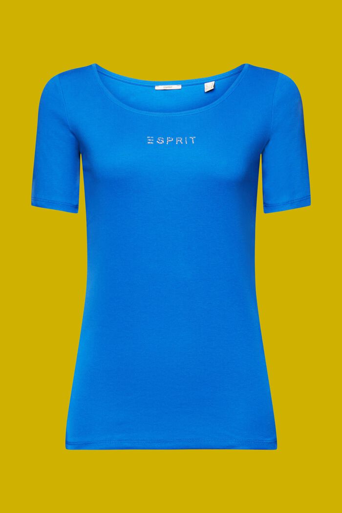Jersey-t-paita, jossa kimmeltävä logo, BRIGHT BLUE, detail image number 6