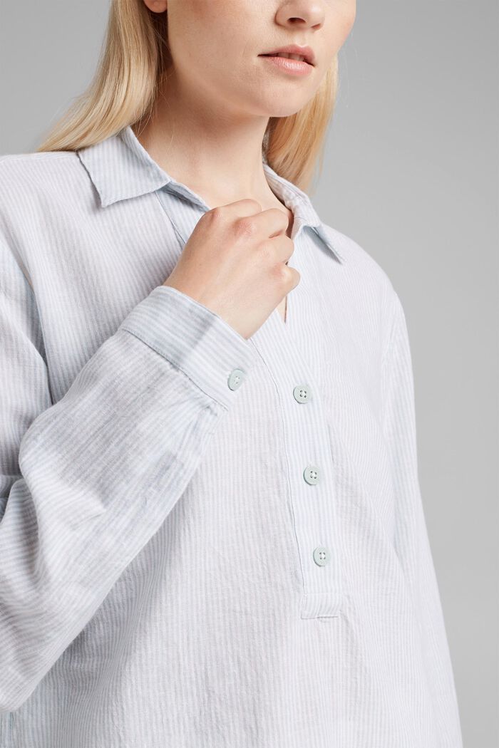 Pellavasekoitetta: pystyraidallinen paitapusero, LIGHT AQUA GREEN, detail image number 2