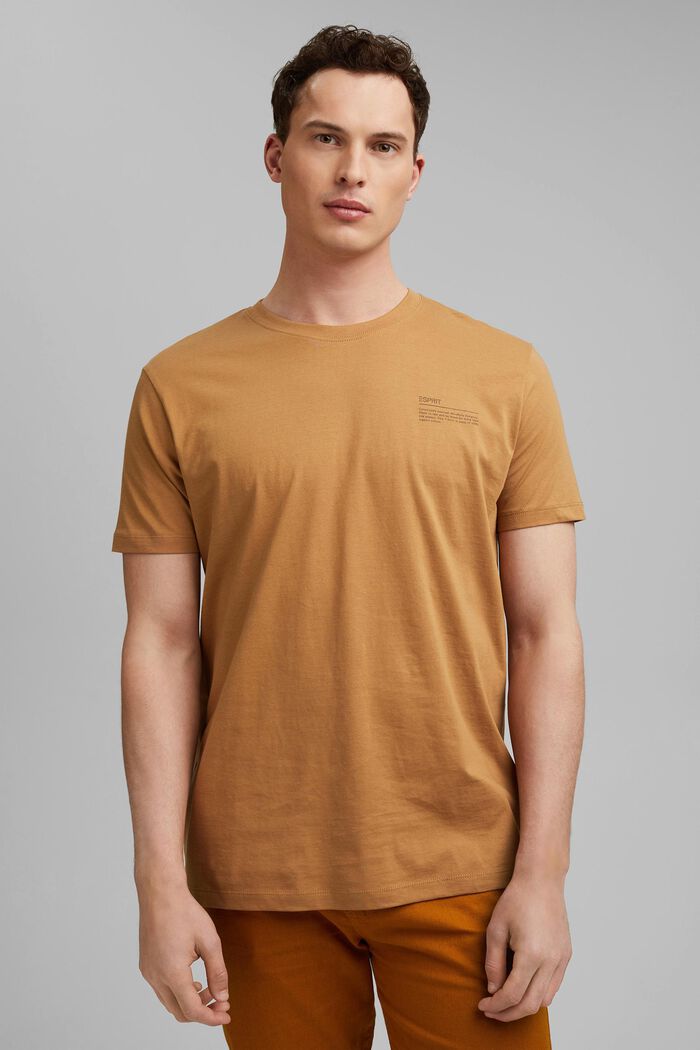 Printtikuvioitu jersey-t-paita, 100 % luomupuuvillaa, CAMEL, detail image number 0