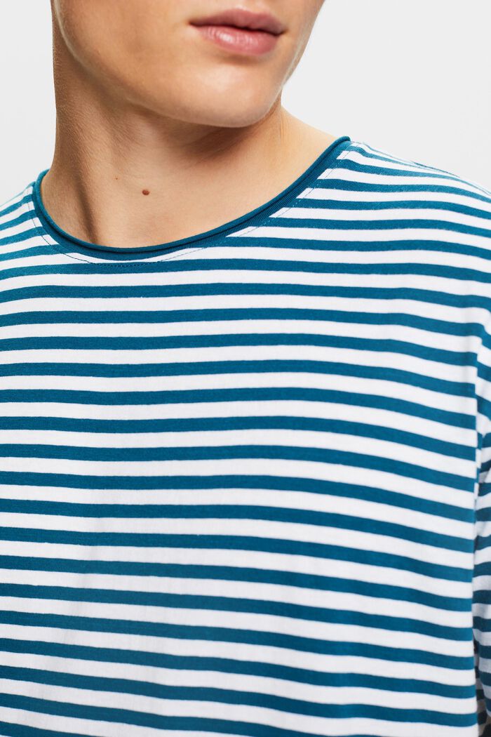 Raitakuvioitu T-paita jerseytä, PETROL BLUE, detail image number 3