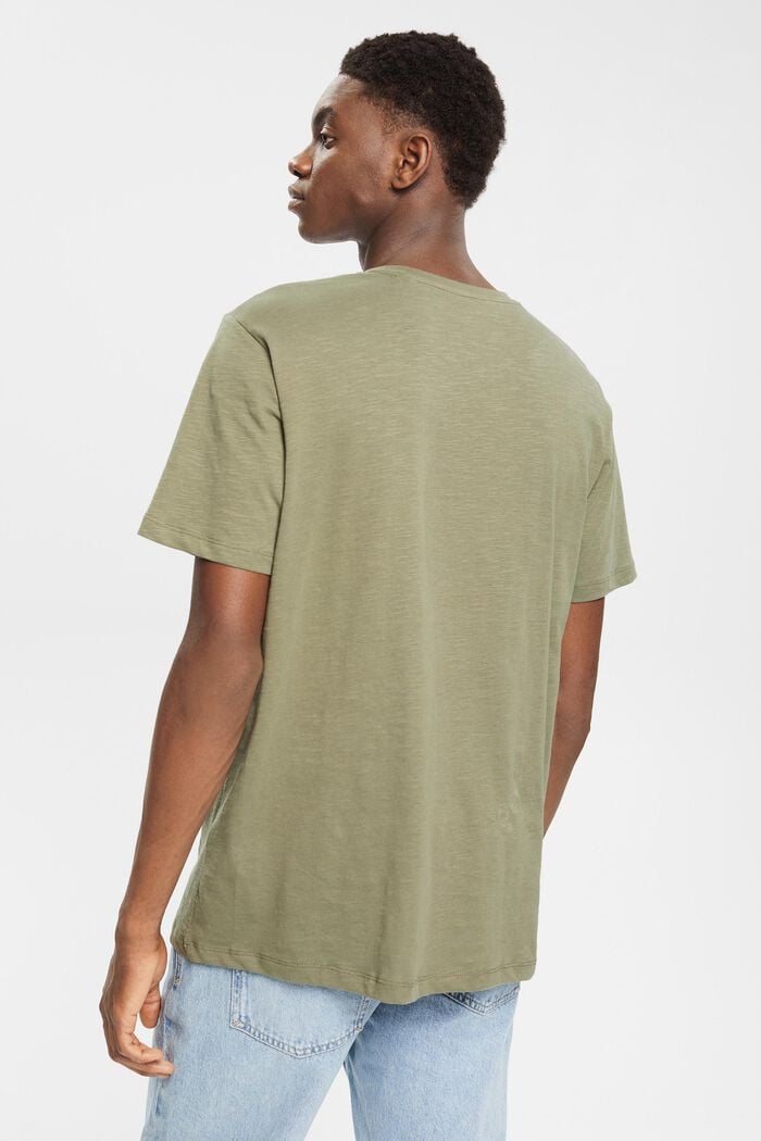 Jersey-T-paita, 100 % puuvillaa, KHAKI GREEN, detail image number 3