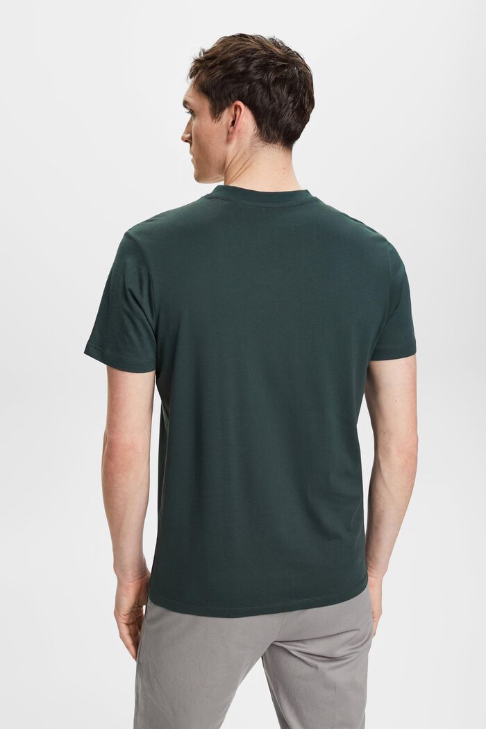 V-aukkoinen T-paita puuvillaa, slim fit -malli, TEAL BLUE, detail image number 3