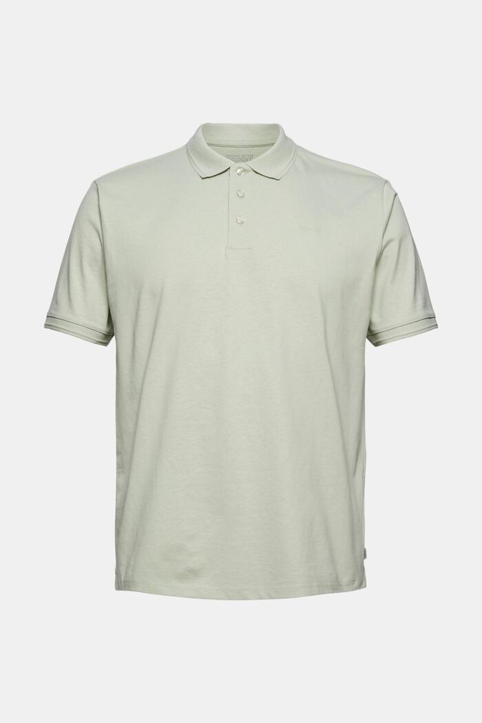 Pellavaa/luomupuuvillaa: kaulus-T-paita jerseytä, PASTEL GREEN, detail image number 0