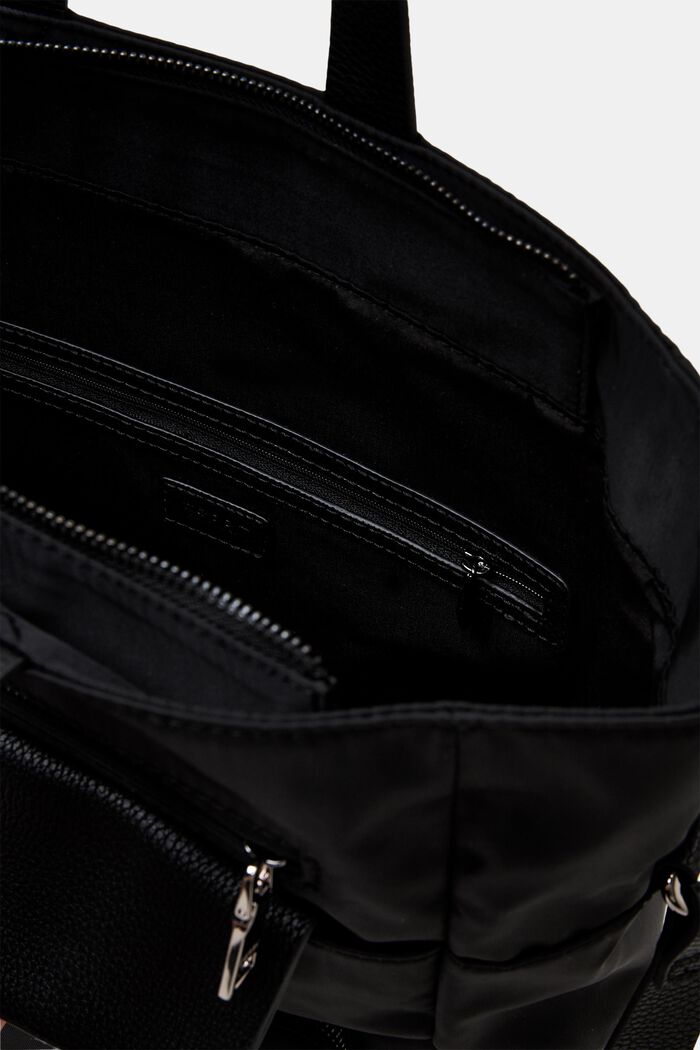 Tote bag -nailonlaukku, jossa etutaskut, BLACK, detail image number 3