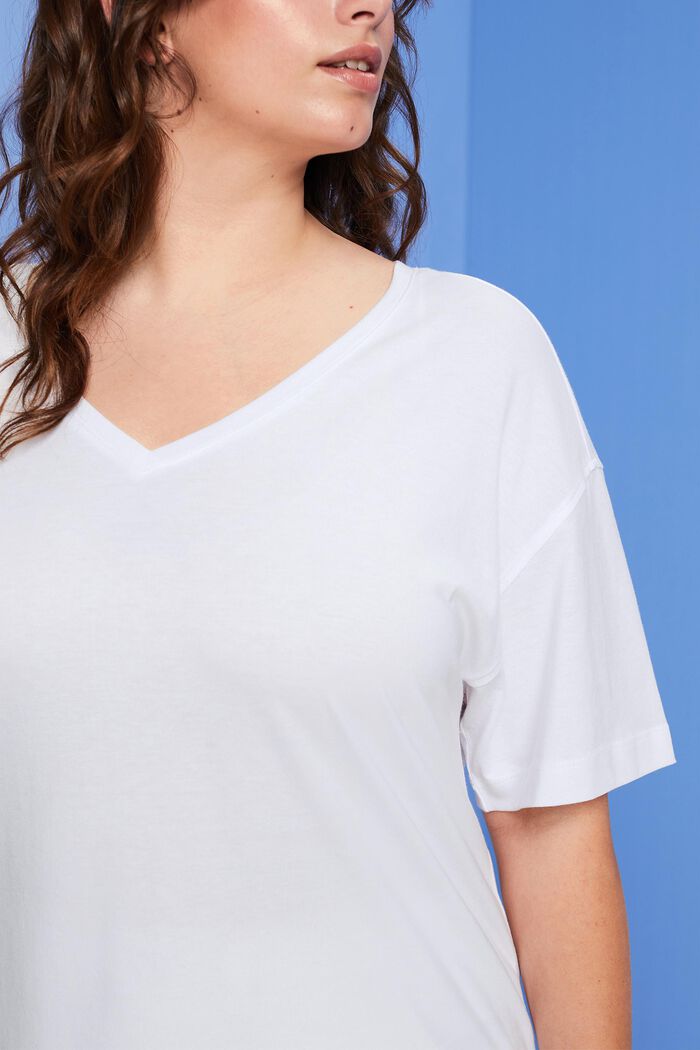 CURVY t-paita V-pääntiellä, TENCEL™, WHITE, detail image number 2