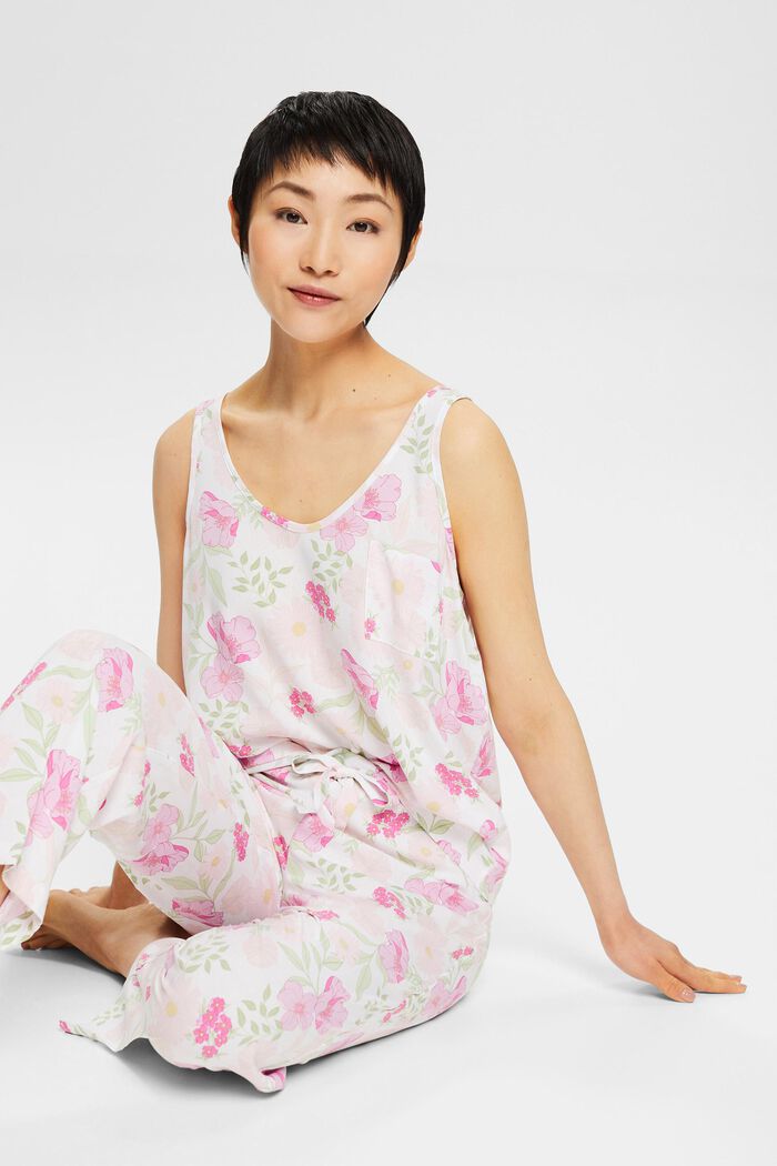 Kukkakuvioitu pyjama, LENZING™ ECOVERO™, WHITE, detail image number 1